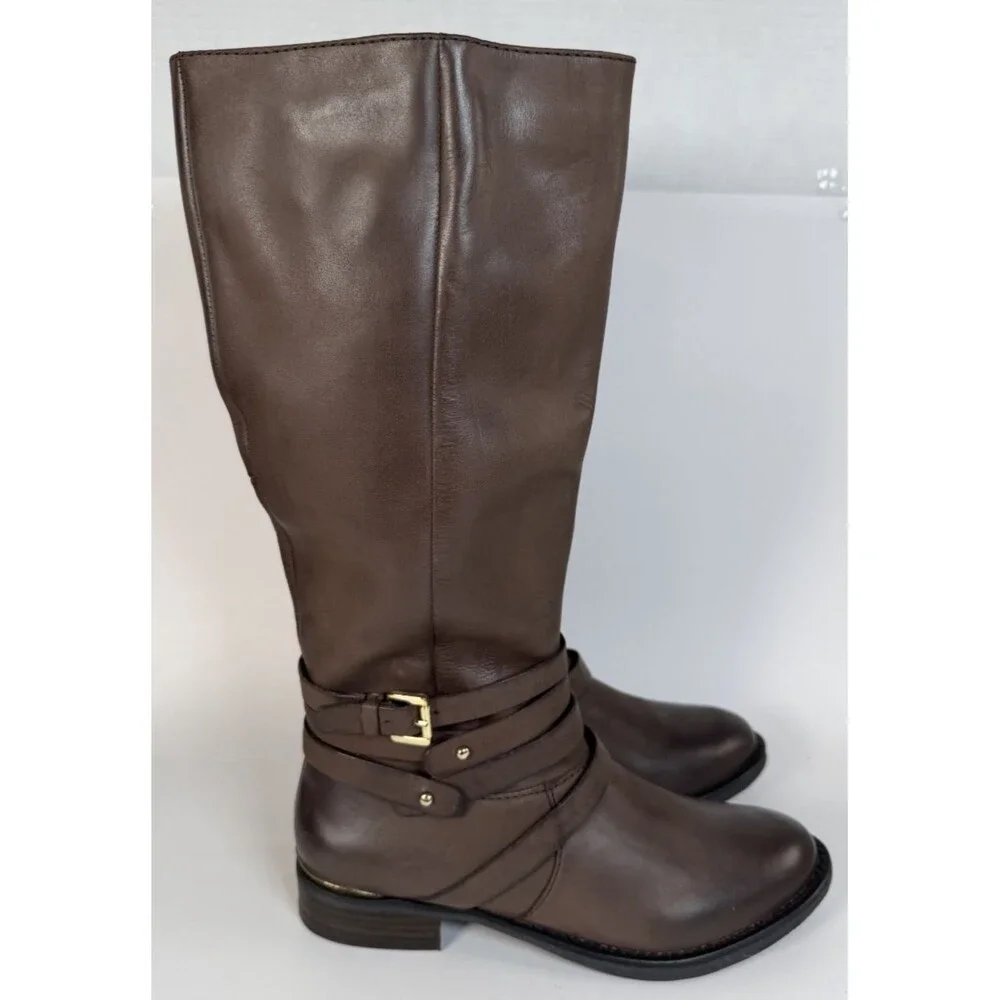 Steve Madden Boots Womens Size 8 Brown Albany Knee High Zip Equestrian Low Heel